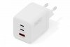 Ładowarka sieciowa/zasilacz USB GaN 100W, 2x USB-C, 1x USB-A, biała
